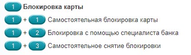 Раздел «Блокировка карты»